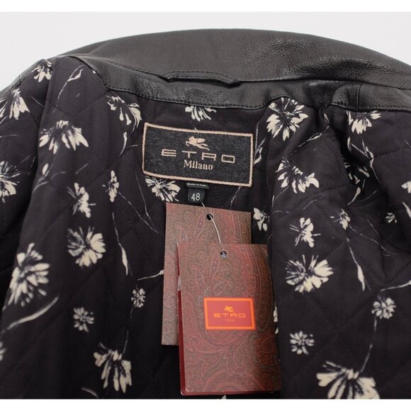 ETRO leather jacket 48 US 12 dragon embroidered black brocade - Picture 16 of 16